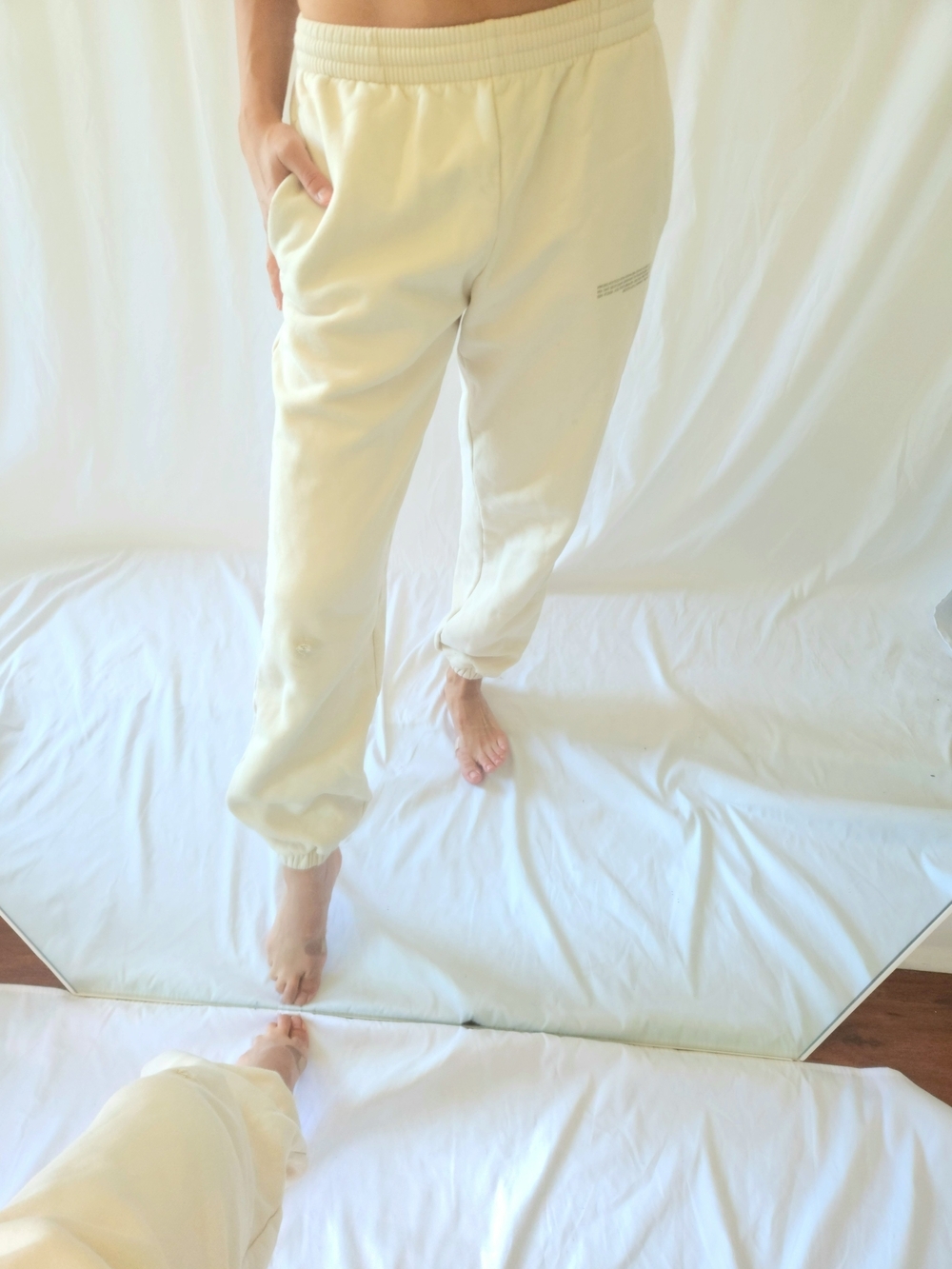 Pangaia Cream Cozy Sweatpants Joggers Elastic Waist Loungewear